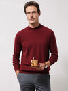 COMOBOCA DARK BURGUNDY 100% Cashmere Men's Mock Neck Knit Sweater