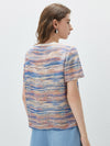 100% Mulberry Silk Women's Vintage Print Round-Neck Short Sleeve T-Shirt