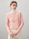 COMOBOCA Light Pink 100% Cashmere Women's Geometric Wave Knit Sweater