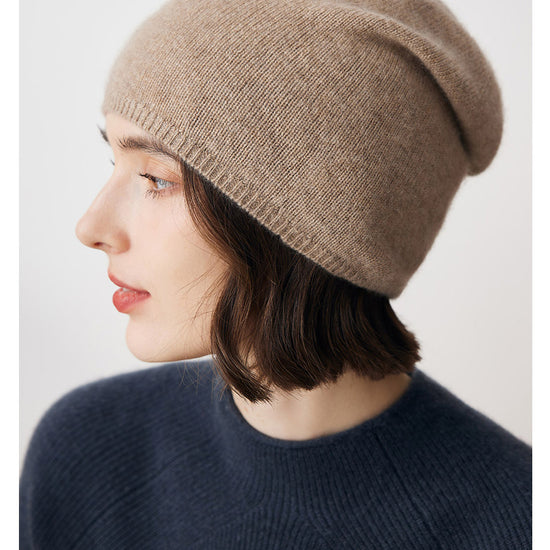 COMOBOCA Camel 100% Cashmere Classic Slouchy Beanie