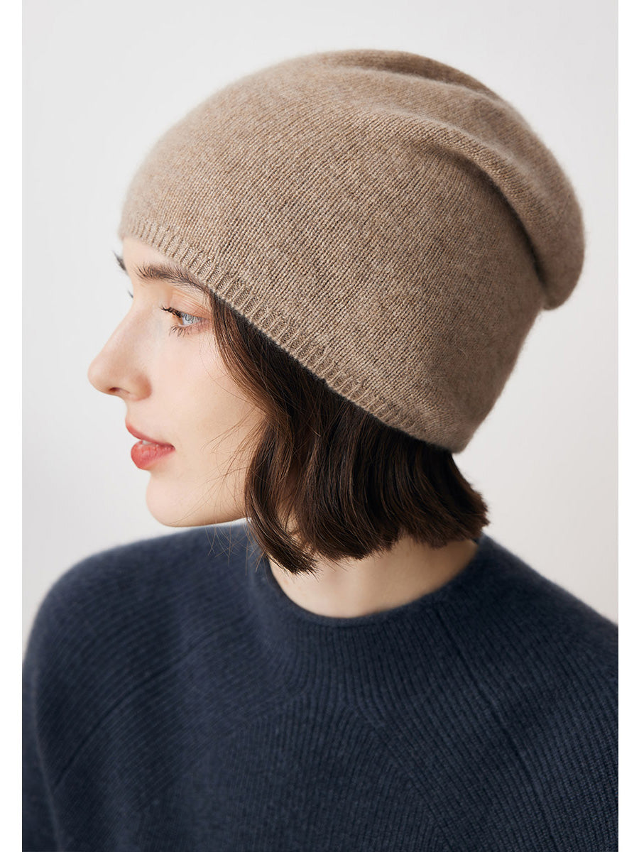COMOBOCA Camel 100% Cashmere Classic Slouchy Beanie