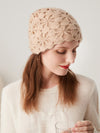 COMOBOCA 100% Cashmere Women's Floral Crochet Knit Beanie