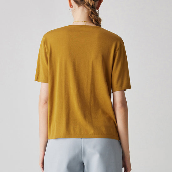 COMOBOCA Women's Essential Round Neck Knit T-Shirt