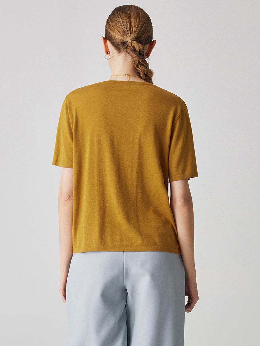 COMOBOCA Women's Essential Round Neck Knit T-Shirt