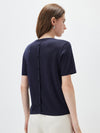 Women's crew neck short-sleeve knitted T-shirt with embroidery