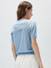 COMOBOCA Women's Sailor Collar Contrast Trim Knit Polo T-Shirt