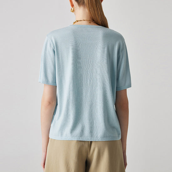 COMOBOCA Women's Essential Round Neck Knit T-Shirt