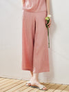 COMOBOCA Pink Women's Elastic Waistband Crinkled Wide Leg Pants