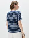 100% Mulberry Silk Women's Vintage Print Round-Neck Short Sleeve T-Shirt