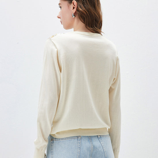 COMOBOCA Women's Printed Panel Knit Cardigan