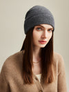 COMOBOCA Gray 100% Cashmere Women's Ribbed Knit Beanie