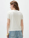 COMOBOCA Women's Ribbed Graphic Print Knit T-Shirt