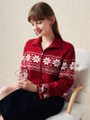 COMOBOCA 100% Wool Women's Winter Wonderland Knit Cardigan