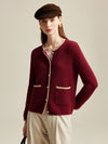 COMOBOCA 100% Cashmere Women's Two-Tone Buttoned Cardigan