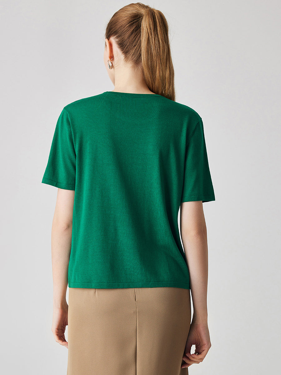 COMOBOCA Women's Essential Round Neck Knit T-Shirt