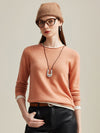 COMOBOCA Orange 100% Cashmere Women's Sweater with Contrast Trim