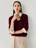COMOBOCA Red 100% Cashmere Women's Round Neck Sweater