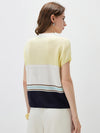 COMOBOCA Women's Color Block Striped Polo Knit T-Shirt