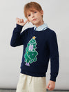 COMOBOCA 100% Wool Kids' Christmas Tree Round Neck Sweater