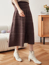 COMOBOCA Women's Plaid Wool Knit A Line Skirt