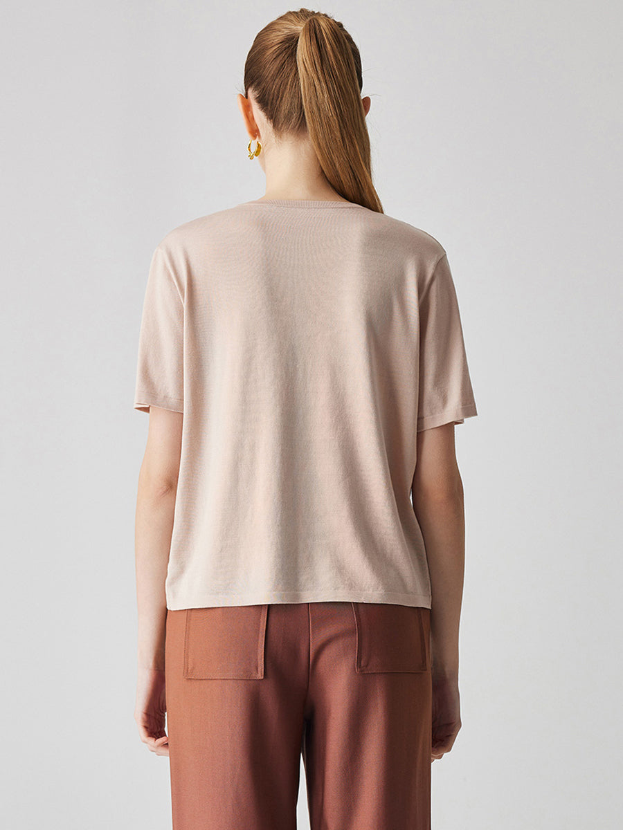 COMOBOCA Women's Essential Round Neck Knit T-Shirt