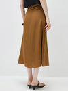 Women's solid color A-line skirt, mulberry silk blend woven