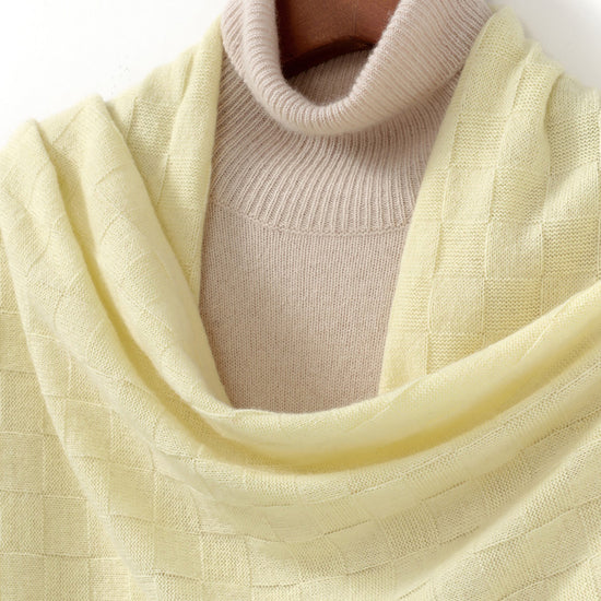 COMOBOCA 100% Cashmere Fringe Solid Color Shawl Scarf