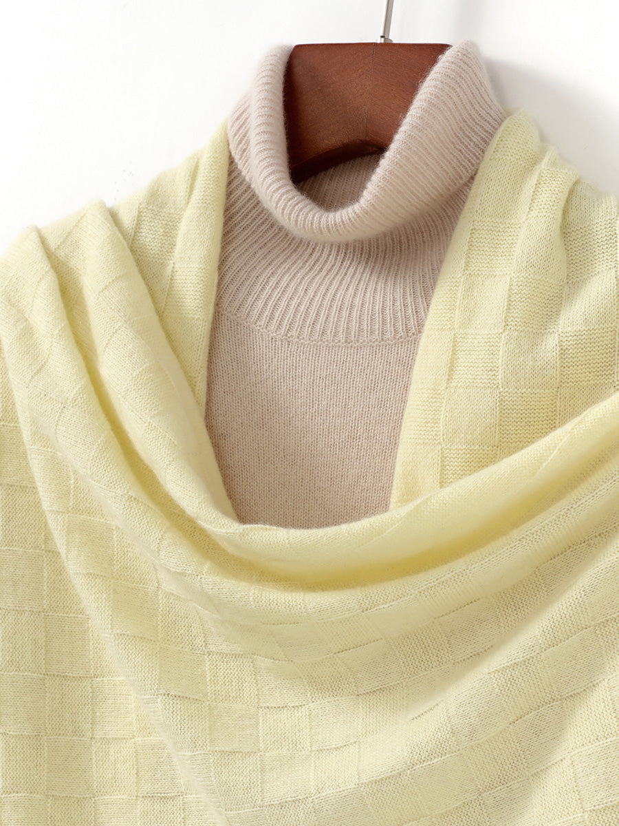 COMOBOCA 100% Cashmere Fringe Solid Color Shawl Scarf