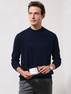 COMOBOCA HEAVY BLUE 100% Cashmere Men's Mock Neck Knit Sweater