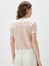 COMOBOCA Women's Ribbed Floral Textured Knit Top