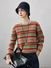 COMOBOCA 100% Cashmere Women's Fair Isle Round Neck Sweater