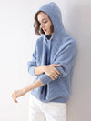 COMOBOCA BLUE 100% Cashmere Women's Solid Color Sweater Hoodie