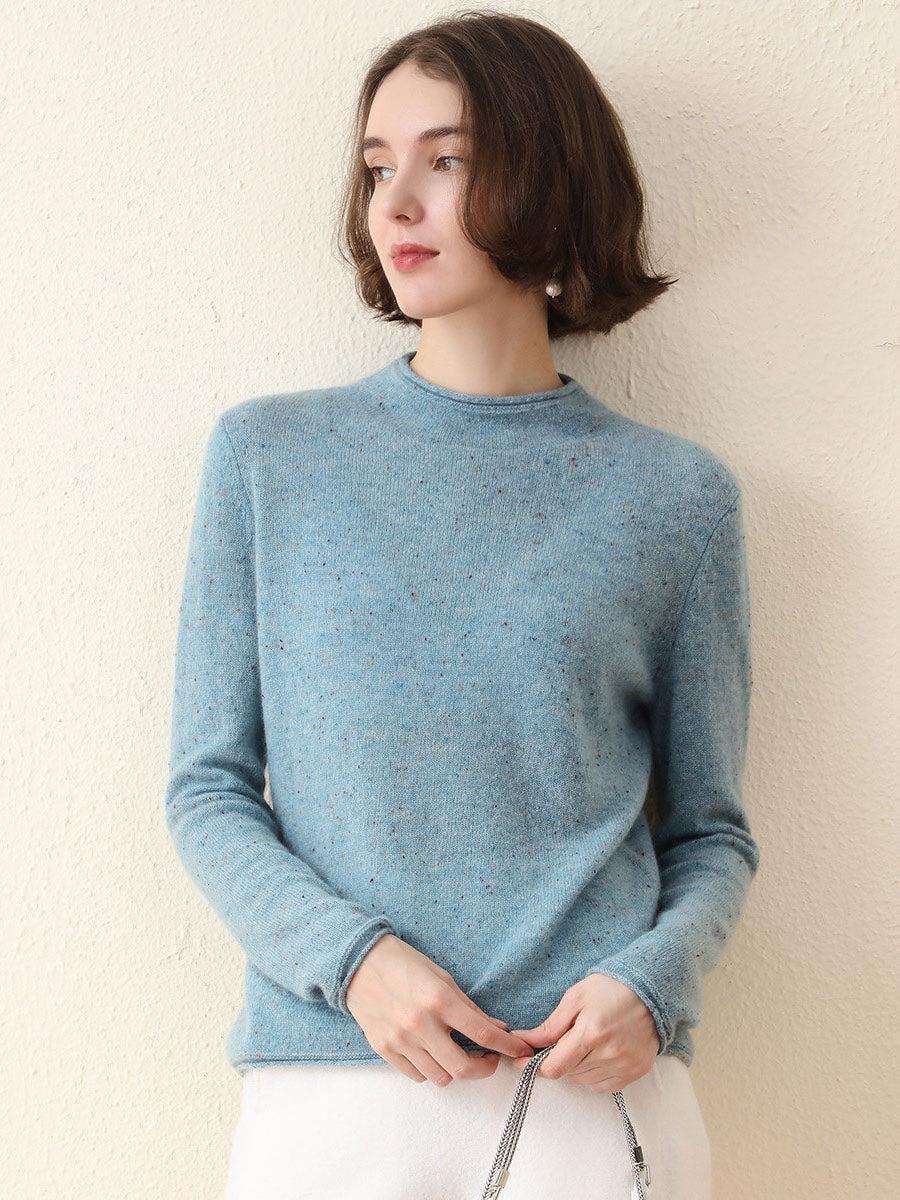 COMOBOCA LIGHT BLUE 100% Cashmere Women's Round Neck Knit sweater