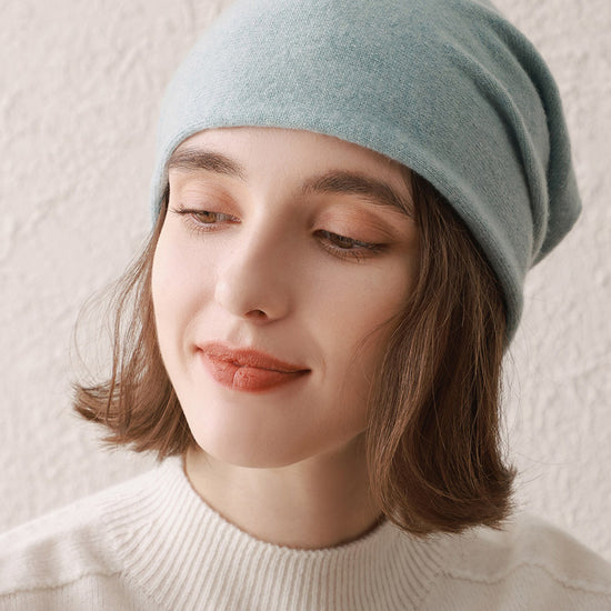 COMOBOCA 100% Cashmere Classic Slouchy Beanie