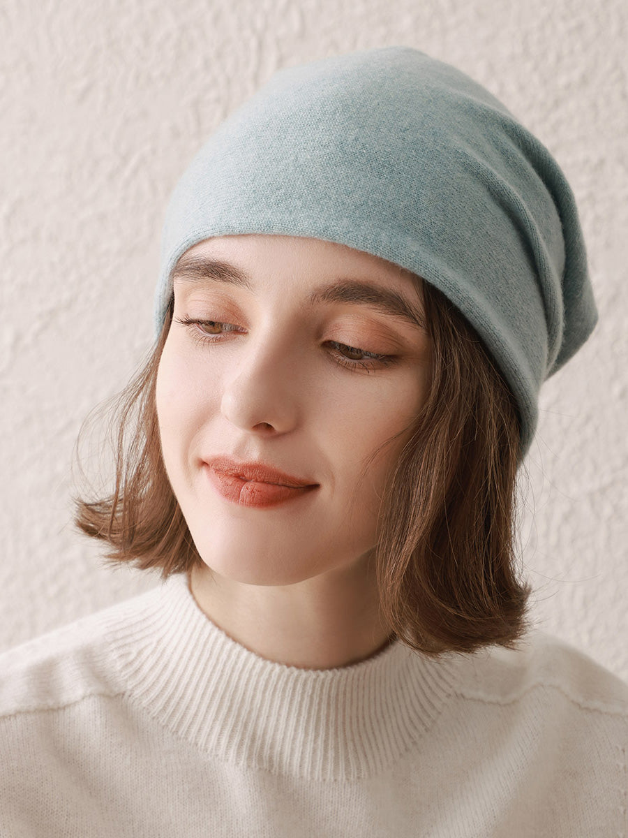 COMOBOCA 100% Cashmere Classic Slouchy Beanie