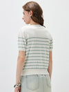 COMOBOCA Women's Striped Knit T-Shirt with Attached Shawl