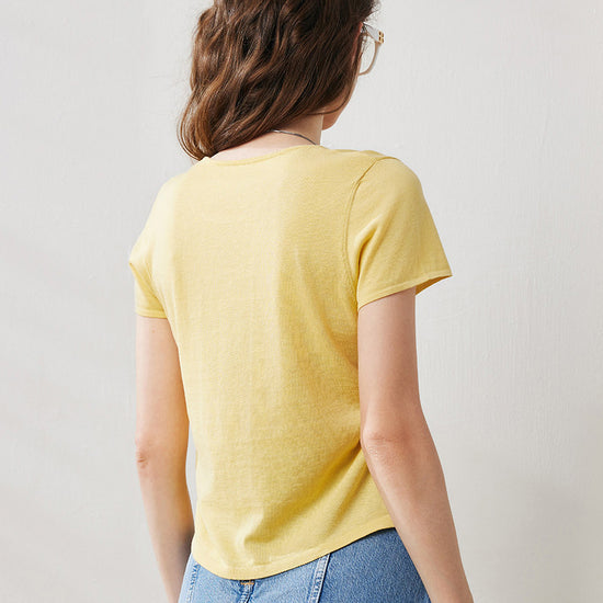 COMOBOCA Women's Round Neck Knit T-Shirt