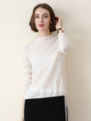 COMOBOCA WHITE 100% Cashmere Women's Round Neck Knit sweater