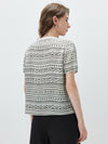 100% Mulberry Silk Women's Vintage Print Round-Neck Short Sleeve T-Shirt