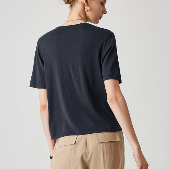 COMOBOCA Women's Essential Round Neck Knit T-Shirt