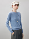 COMOBOCA 100% Cashmere Women's Cable Round Neck Knit Sweater