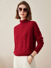 COMOBOCA 100% Cashmere Women's Turtleneck Cable Knit Sweater