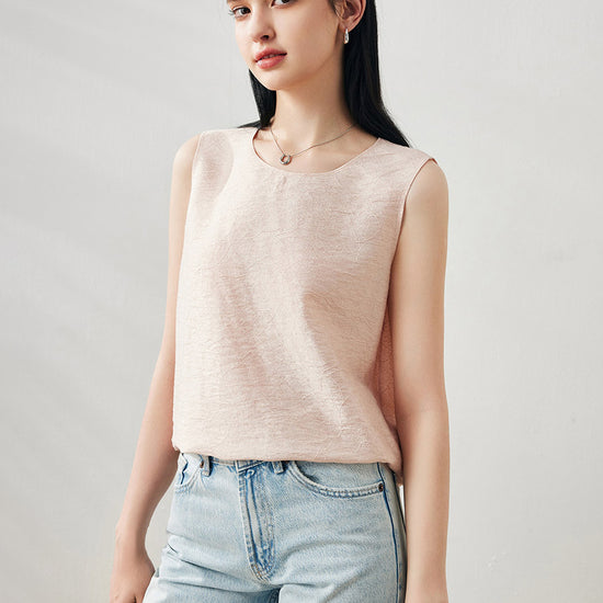 COMOBOCA Pink Women's Textured Back Keyhole Tank Top