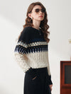 COMOBOCA 100% Wool Women's Nordic Pattern Cable Knit Sweater