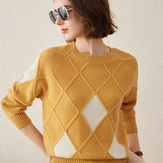 COMOBOCA 100% Cashmere Women's Sweater with Gold&Silver Threads