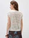 COMOBOCA Women's Semi Sheer Cap Sleeves Knit T-Shirt