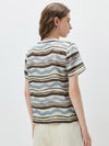 100% Mulberry Silk Women's Vintage Print Round-Neck Short Sleeve T-Shirt