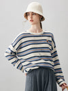 COMOBOCA 100% Cashmere Women's Striped Knit Sweater