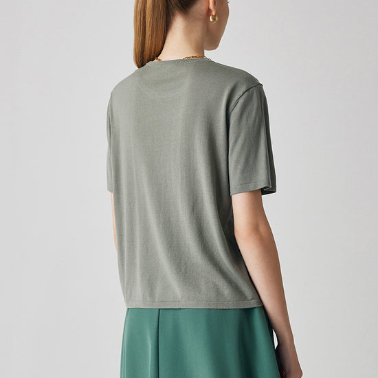 COMOBOCA Women's Essential Round Neck Knit T-Shirt