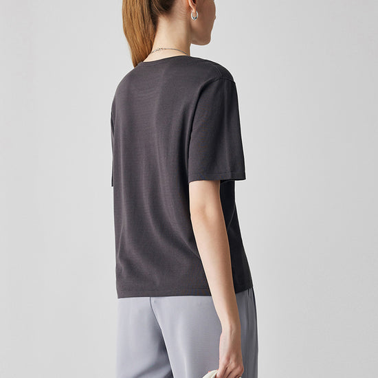 COMOBOCA Women's Essential Round Neck Knit T-Shirt